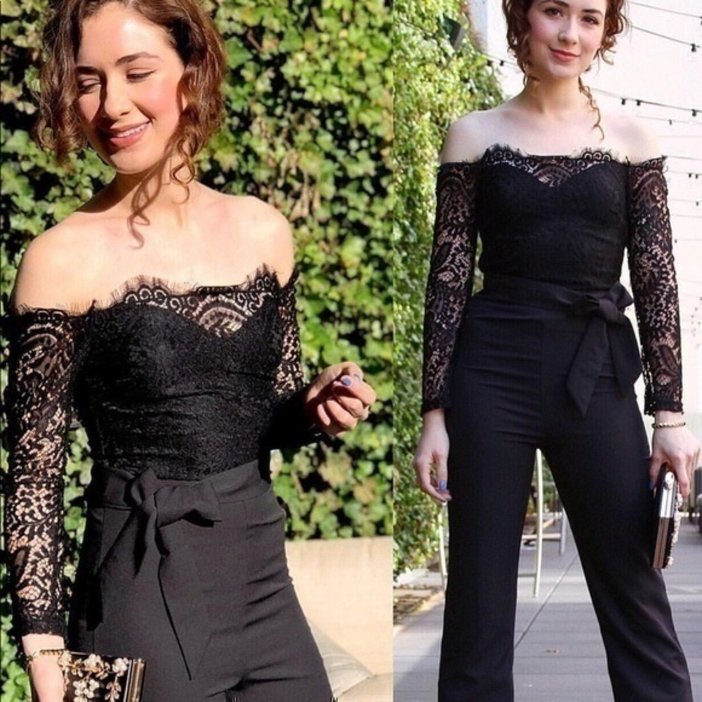 Black lace top jumpsuit